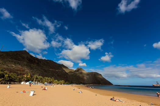 view on Teresitas beach near Santa Cruz de Tenerife on Canary islands, Spain