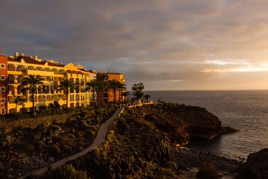 sunset at the beach of the tenerife