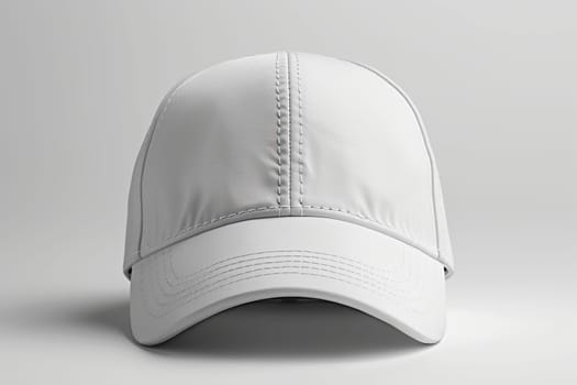 Front view of a white baseball cap without a pattern or inscriptions on a white background. Baseball cap mockup.