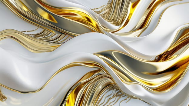 The abstract picture of the two colours of white and gold colours that has been created form of the waving shiny smooth satin fabric that curved and bend around this beauty abstract picture. AIGX01.