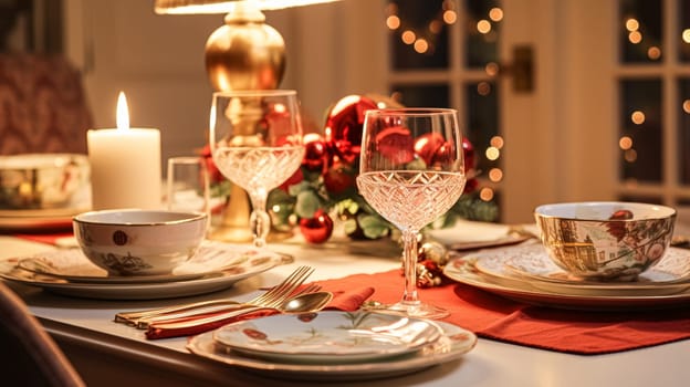 Holiday dinner at home, table decoration