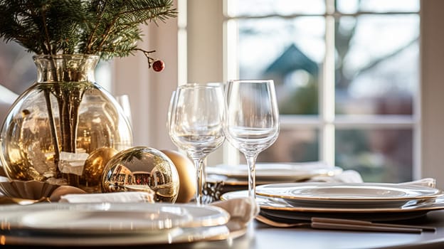 Christmas holiday family breakfast, table setting decor and festive tablescape, English country and home styling inspiration