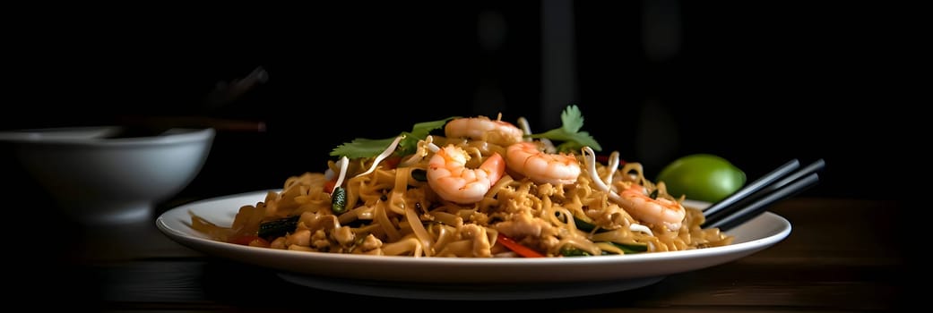 A close-up photo highlights a platter featuring a delectable vegetable dish with succulent shrimp, showcasing its appetizing details.