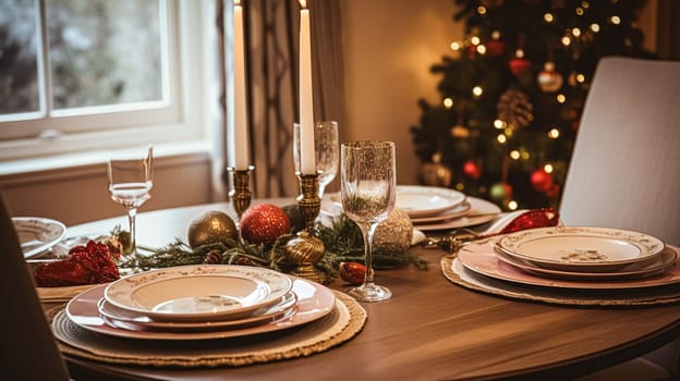 Holiday dinner at home, table decoration