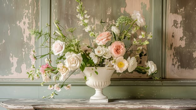 Spring flowers in vintage vase, beautiful floral arrangement, home decor, wedding and florist design