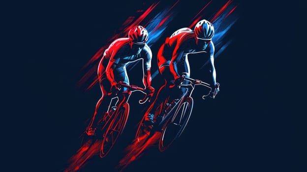 Abstract poster of epic cyclist race in minimalist, A cyclist sport banner.