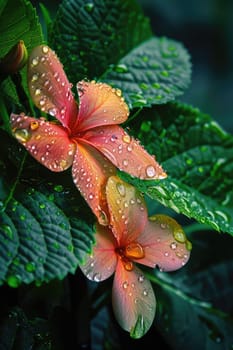 Wet leaves background texture. Selective focus. Nature,