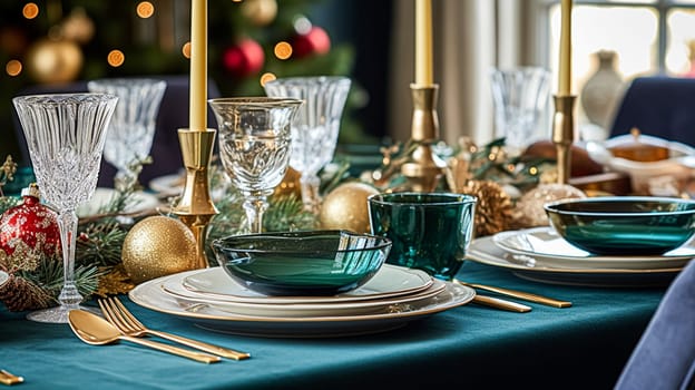 Christmas holiday family breakfast, table setting decor and festive tablescape, English country and home styling inspiration