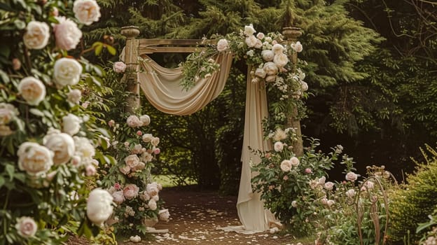 Wedding decoration with peonies, floral decor and event celebration, peony flowers and wedding ceremony in the garden, English country style