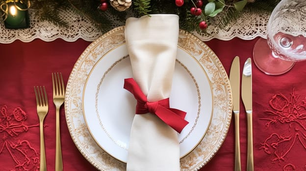 Holiday table decor, Christmas holidays celebration, tablescape and dinner table setting, English country decoration and home styling inspiration