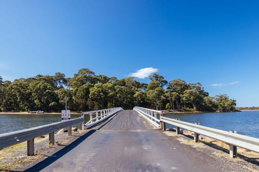 Wallaga Lake bridge and surrounding landscape in Bega Shire, New South Wales, Australia