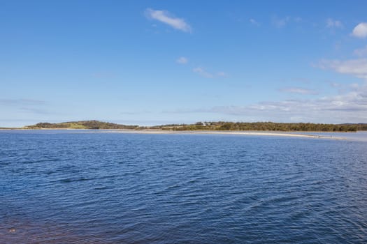 Wallaga Lake bridge and surrounding landscape in Bega Shire, New South Wales, Australia