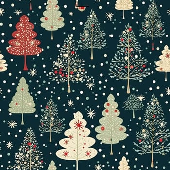 Christmas tree seamless pattern, tileable holiday country print for wallpaper, green wrapping paper, scrapbook, fabric and product design idea