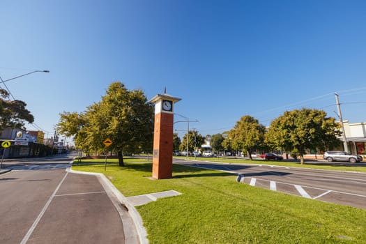 MAFFRA, AUSTRALIA - MARCH 29 2024: The quiet rural town of Maffra on a cool autumn day in Gippsland, Victoria, Australia