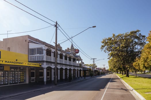 MAFFRA, AUSTRALIA - MARCH 29 2024: The quiet rural town of Maffra on a cool autumn day in Gippsland, Victoria, Australia