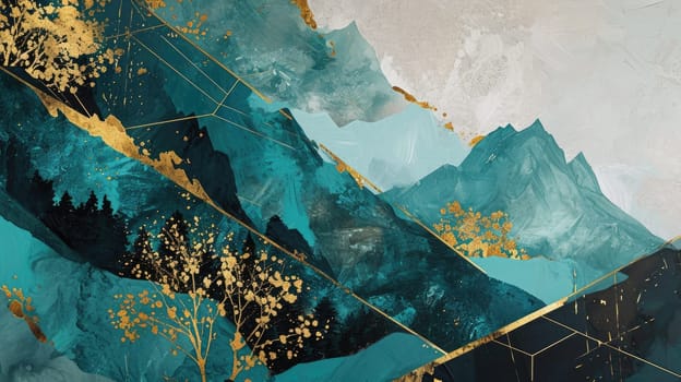 The abstract picture about the green nature that fill with the hills, mountain, trees, and forest that staying under bright clear sky with this component it stands for abundance and longevity. AIGX01.