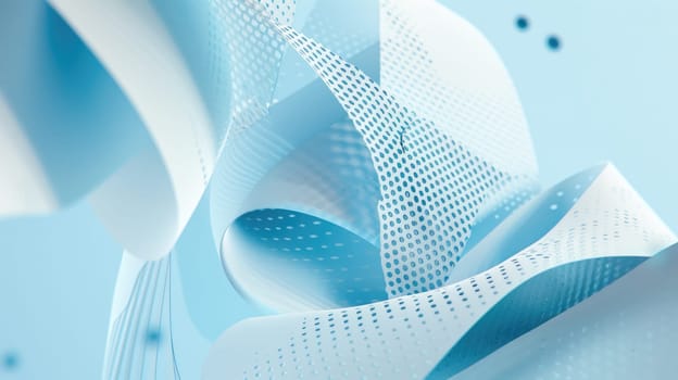 Blue and white abstract waves with polka dots. AIG51A.