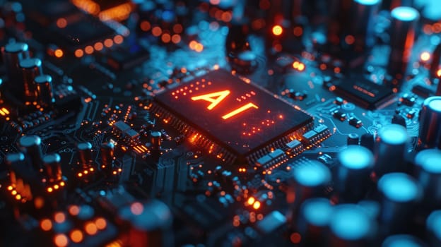 Artificial Intelligence and AI technology concept processor chip or mother board background LLMs