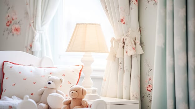 Baby room decor and interior design inspiration in beautiful English countryside style cottage