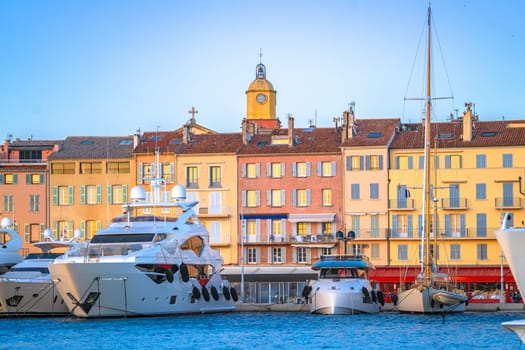 Saint Tropez village yachting waterfront view, famous tourist destination in southern France