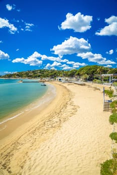 Turqoise sand beach near Saint Tropez view, south of France