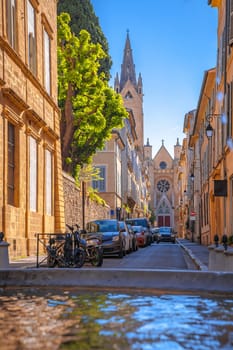 Aix En Provence scenic alley and church view, southern France