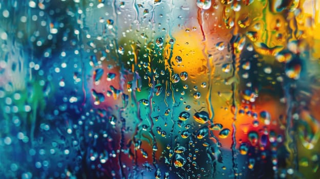 The blurry image captures the atmosphere as rain drops cling to a window, creating a pattern of circles. The organism provides a unique perspective on the astronomical object outside AIG50