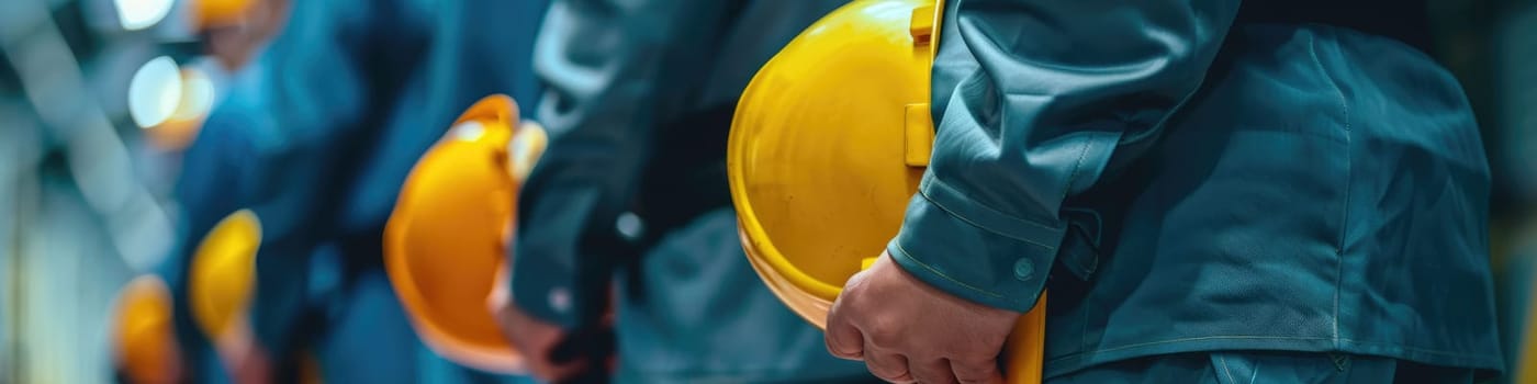 The close up picture of the group of the engineer with hardhat and standing next to the each other, the engineer require skill like technical experience, management and the communication skill. AIG43.