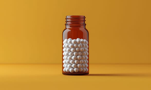 Jar Filled With White Pills. Selective focus.