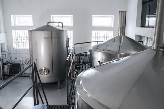 beer production plant. interior of a modern technological brewery
