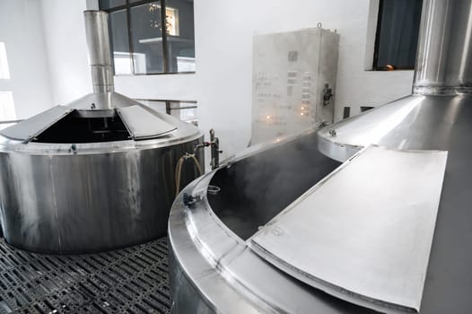 beer production plant. interior of a modern technological brewery
