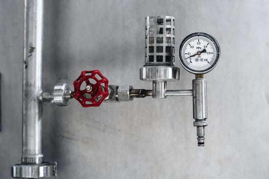 pressure gauges for measuring pressure in beer tanks at a modern brewery