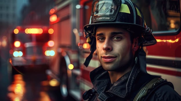 The picture of the firefighter or fireman that their duty is fighting the fire by using the water or fire extinguisher or save the people from the fire, this job require training and strength. AIG43.