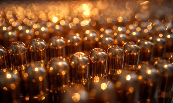 Close Up of Many Bullet Shells. Selective focus.