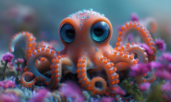 Close-Up of Octopus With Big Eyes. Selective focus.