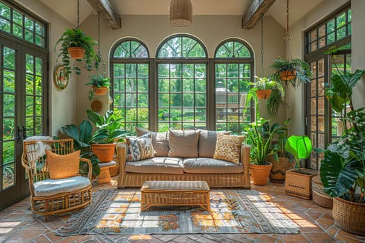 Bright and airy sunroom filled with plants and natural light