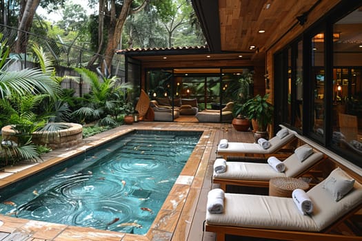 Luxurious spa with a serene pool area and relaxation lounges