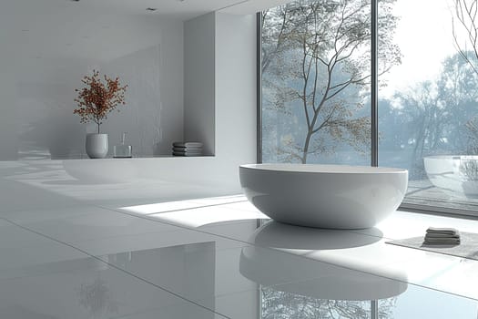 Modern minimalist bathroom with clean lines and monochromatic colors