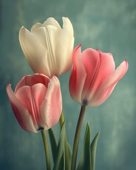 Blooming Tulips in Soft Light. Selective focus.