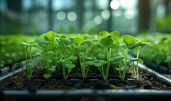 Young Plants Thriving in Nursery. Selective focus.