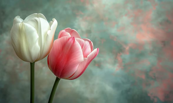 Blooming Tulips in Soft Light. Selective focus.