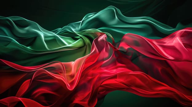 The abstract picture of the two colours of red and green colours that has been created form of the waving shiny smooth satin fabric that curved and bend around in this beauty abstract picture. AIGX01.