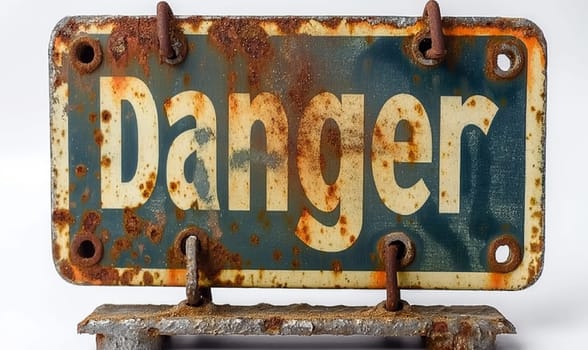 Rusted Metal Sign: Danger. Selective focus.
