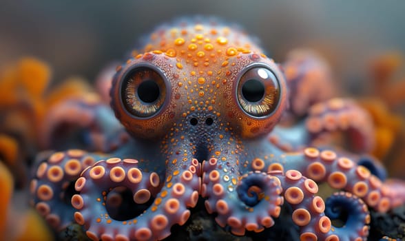 Close-Up of Octopus With Big Eyes. Selective focus.