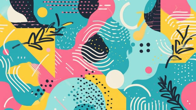 The picture of the colourful abstract shape wallpaper that has been mix with the primary colours and has become the colourful abstract various shapes that fill in every part of the wallpaper. AIGX01.