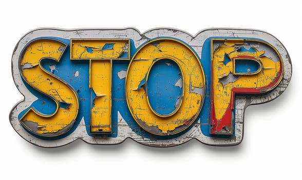 Stop sign on a white background. Selective focus.