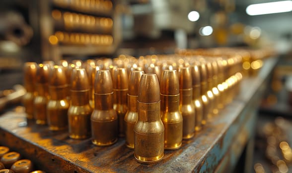 Close Up of Many Bullet Shells. Selective focus.