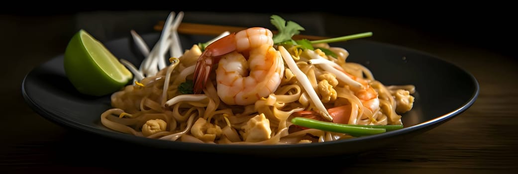 A close-up photo highlights a platter featuring a delectable vegetable dish with succulent shrimp, showcasing its appetizing details.