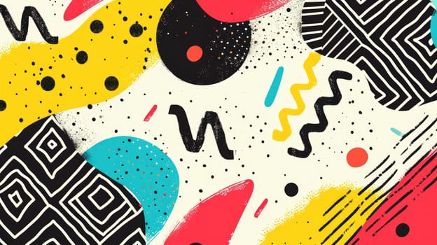 The picture of the colourful abstract shape wallpaper that has been mix with the primary colours and has become the colourful abstract various shapes that fill in every part of the wallpaper. AIGX01.