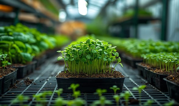 Young Plants Thriving in Nursery. Selective focus.